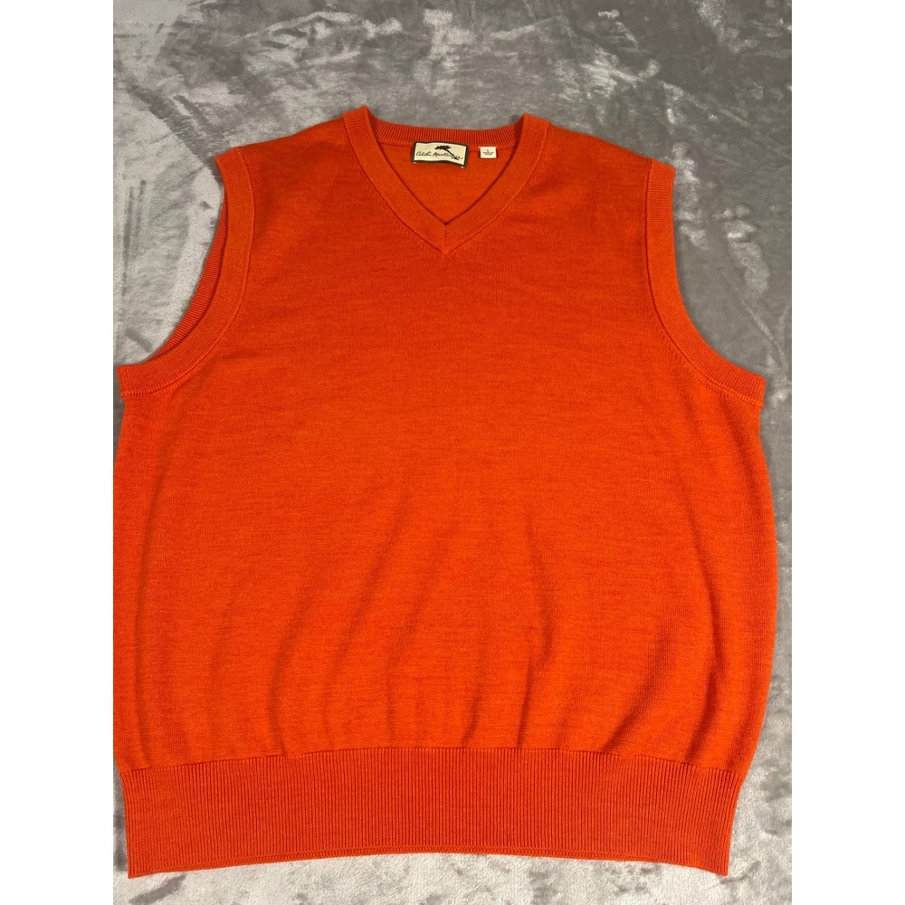 Alister MacKenzie Mens Orange 100% Merino Wool V-Neck Golf Sweater Vest Large - Picture 1 of 7